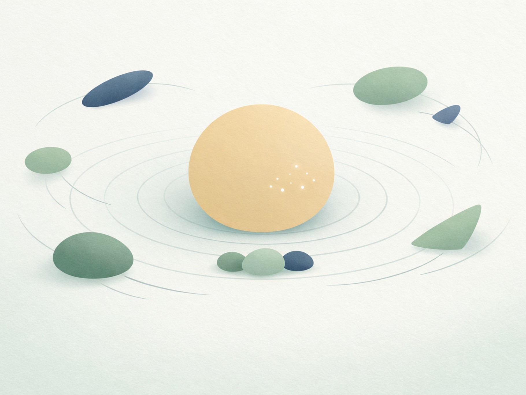Illustration of the IFS Self surrounded by parts, representing the concept of Self-led living in Internal Family Systems