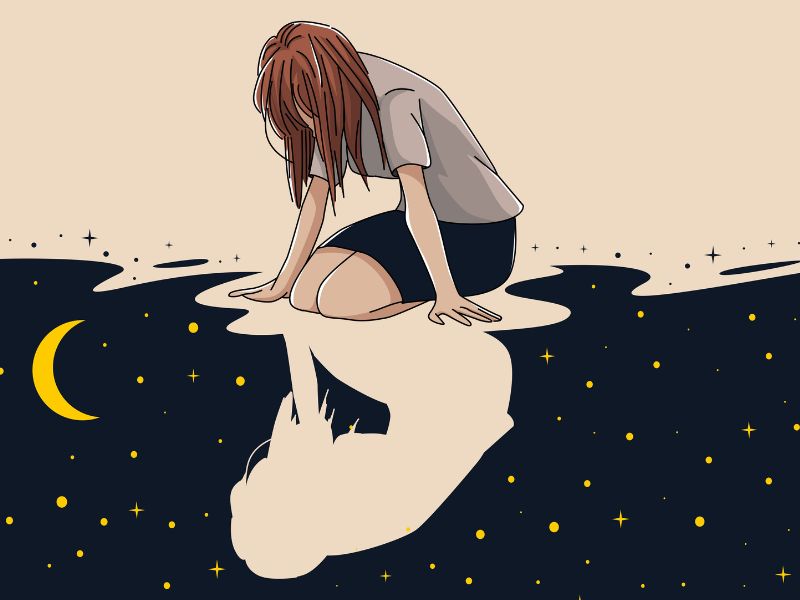 IFS Parts Work Internal Family Systems Girl looks into reflection of herself